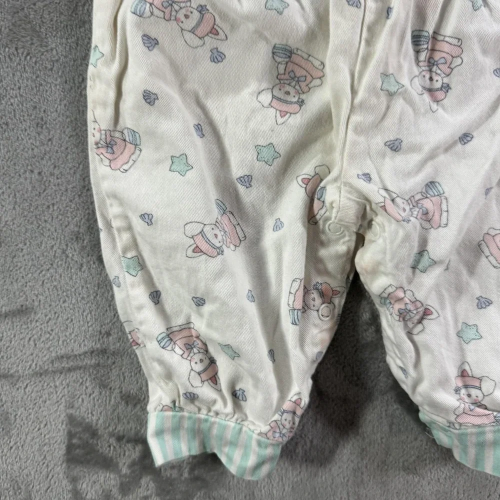 Vintage OshKosh‎ B'gosh Overall Girls 0-3 Months White Bunny Easter Vestbak